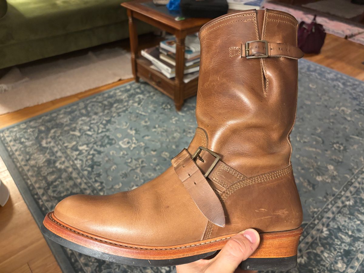 Photo by mulceber on August 17, 2025 of the John Lofgren Wabash Engineer Boots in Horween Natural Chromexcel.