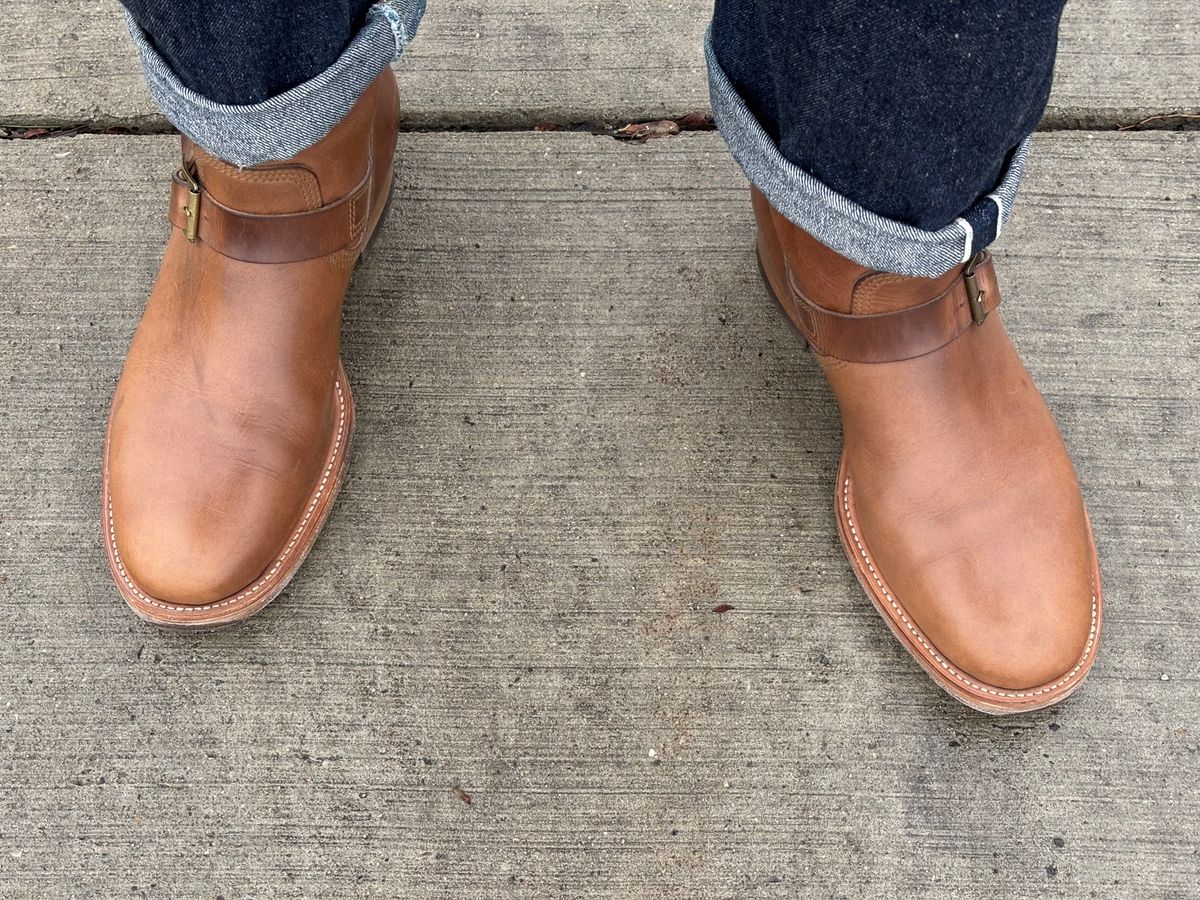 Photo by mulceber on February 18, 2026 of the John Lofgren Wabash Engineer Boots in Horween Natural Chromexcel.