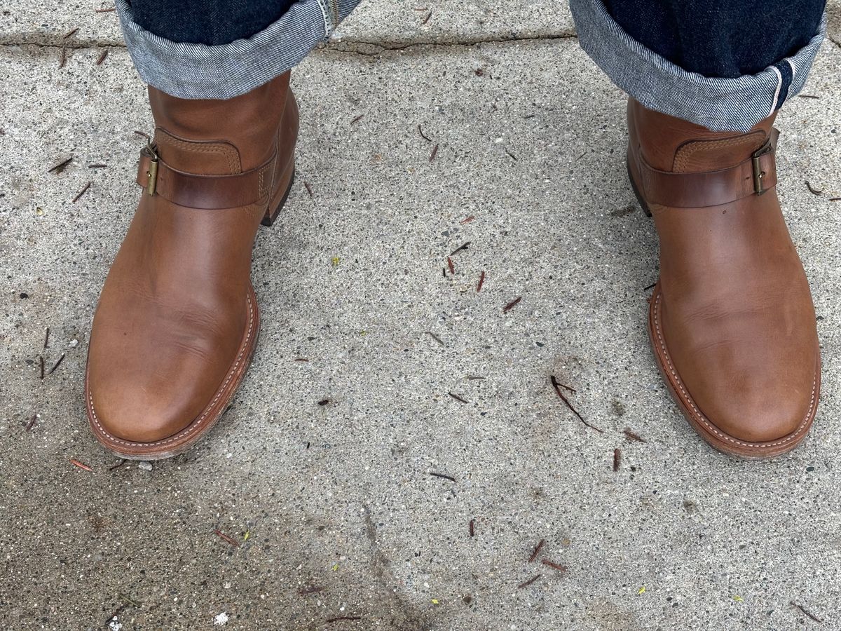 Photo by mulceber on April 18, 2026 of the John Lofgren Wabash Engineer Boots in Horween Natural Chromexcel.