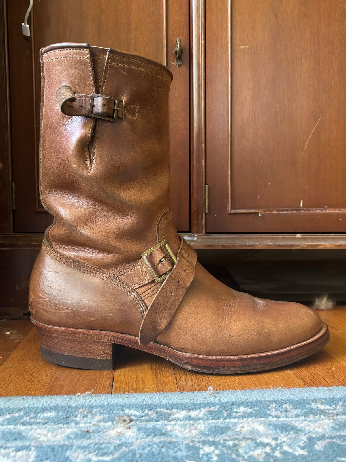 Photo by mulceber on July 2, 2026 of the John Lofgren Wabash Engineer Boots in Horween Natural Chromexcel.