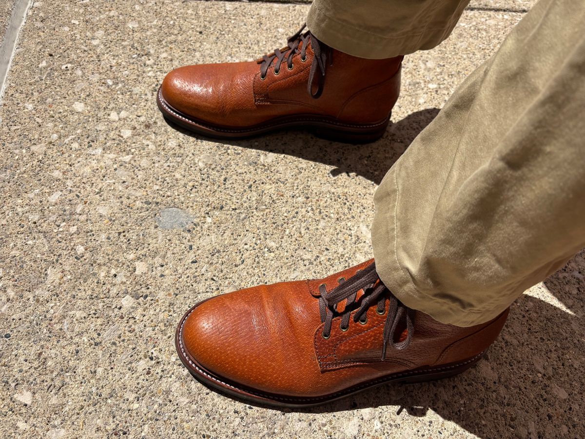 Photo by mulceber on July 29, 2025 of the Caswell Boot Company Custom Model in Gallun Cognac Jabari Wild Boar.