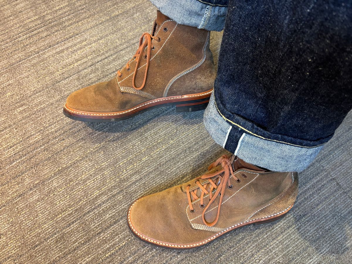 Photo by mulceber on June 17, 2025 of the John Lofgren M-43 Service Shoes in Horween Natural Chromexcel Roughout.