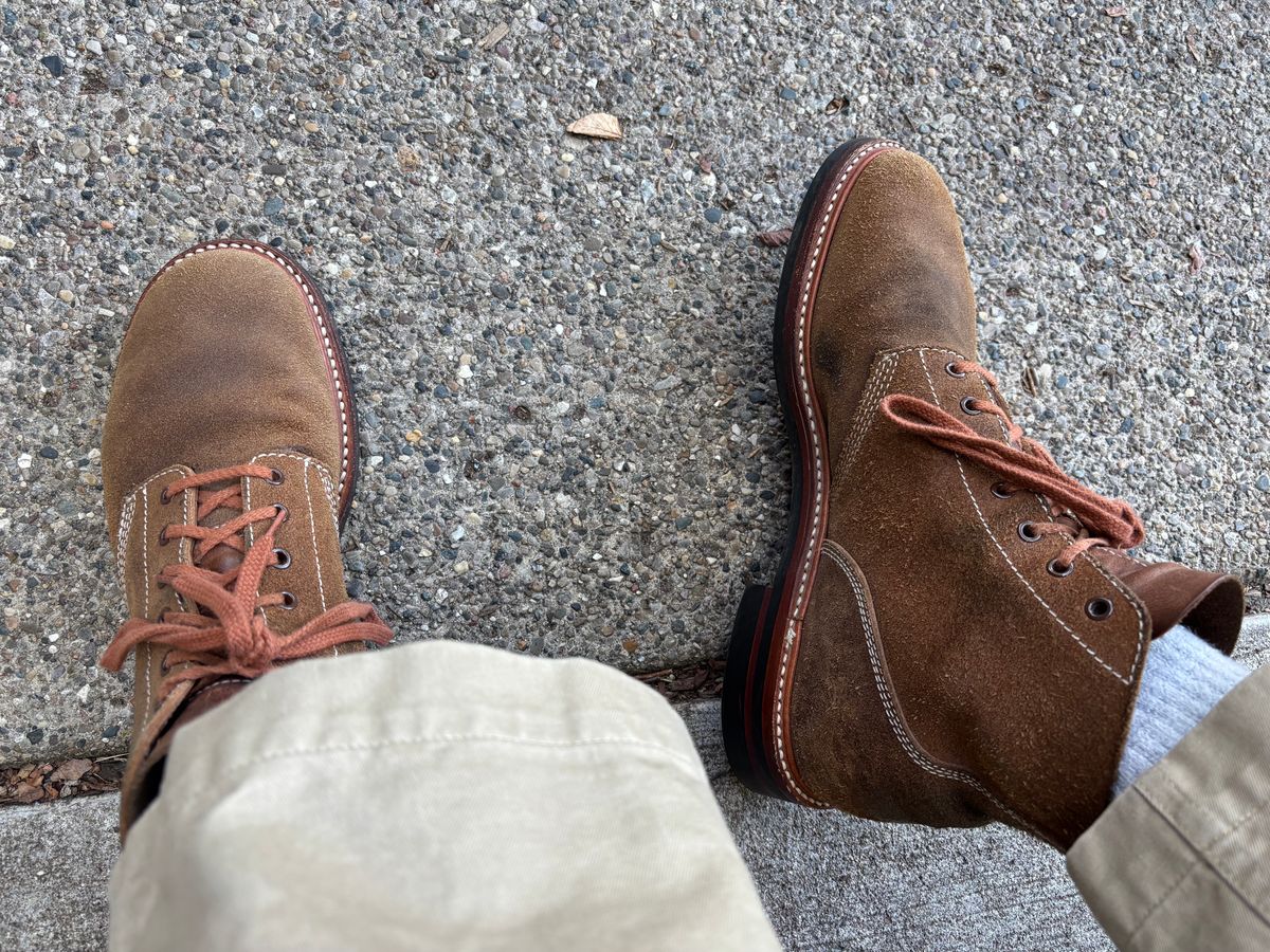 Photo by mulceber on August 8, 2025 of the John Lofgren M-43 Service Shoes in Horween Natural Chromexcel Roughout.