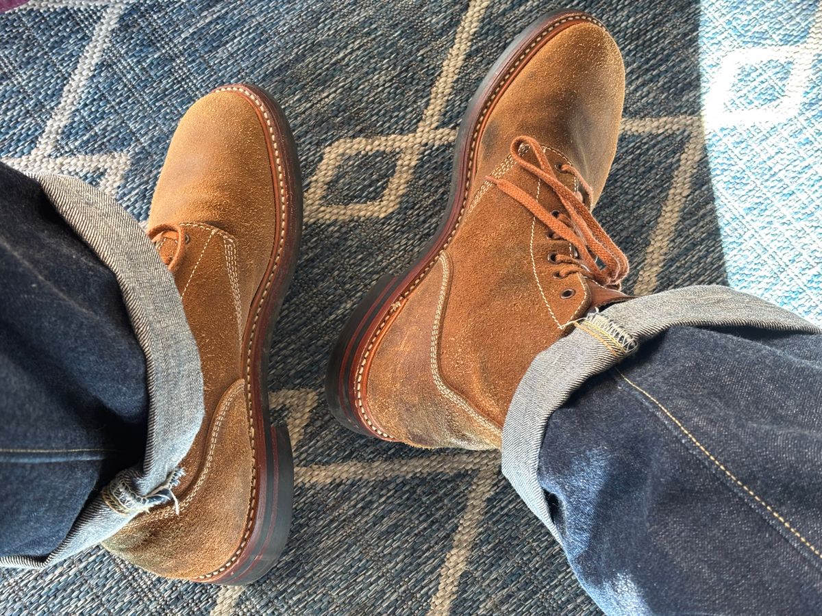 Photo by mulceber on October 27, 2025 of the John Lofgren M-43 Service Shoes in Horween Natural Chromexcel Roughout.
