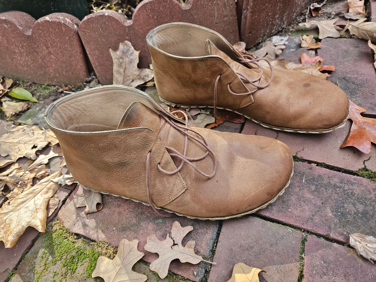 Photo by luekenator on November 4, 2025 of the Atlantis Handmade Shoes Oxford Barefoot Ankle Boots in Zaragoza Brown.