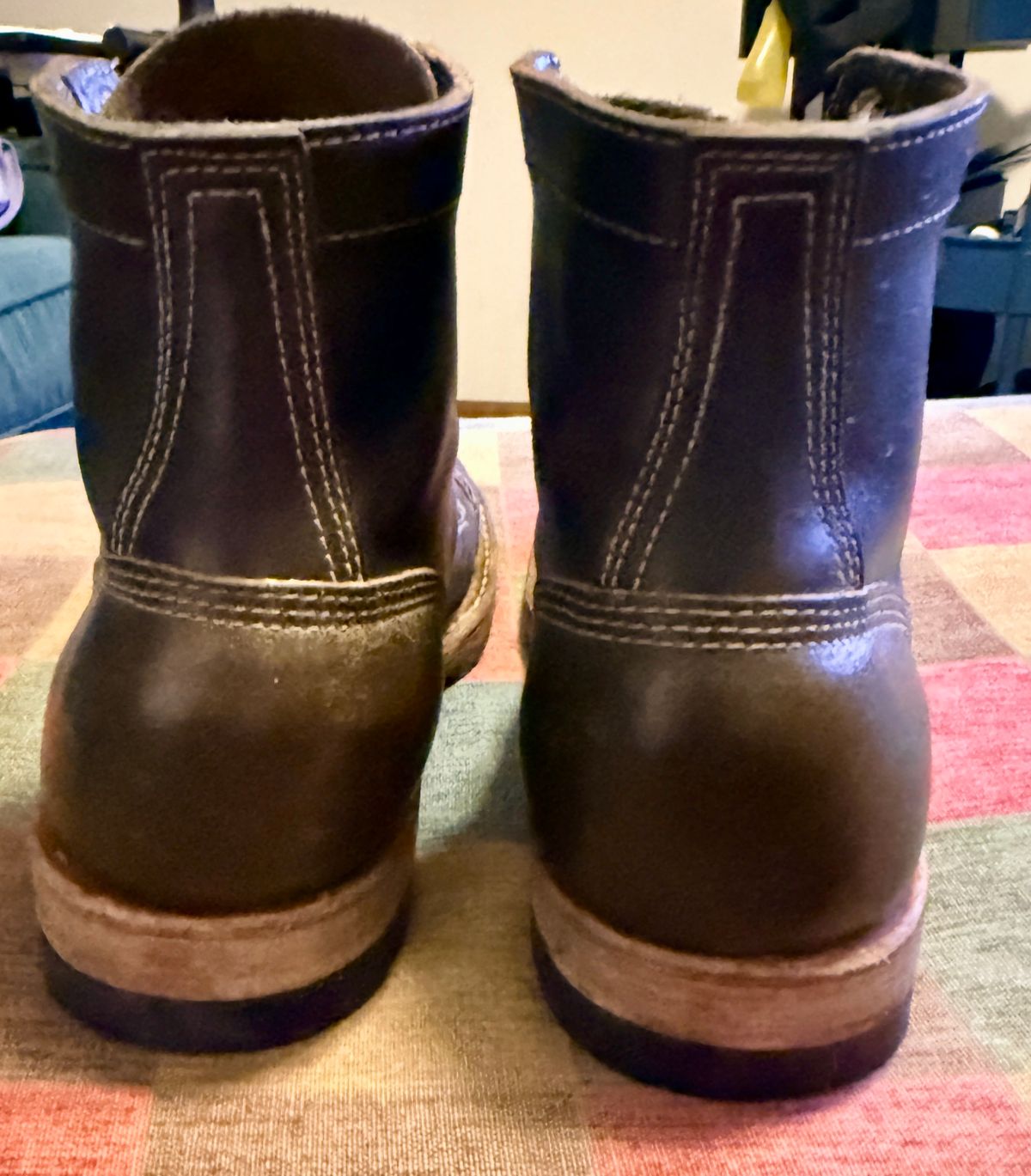 Photo by wk on January 6, 2026 of the White's MP-Sherman Toe Cap in Horween Olive Waxed Flesh.