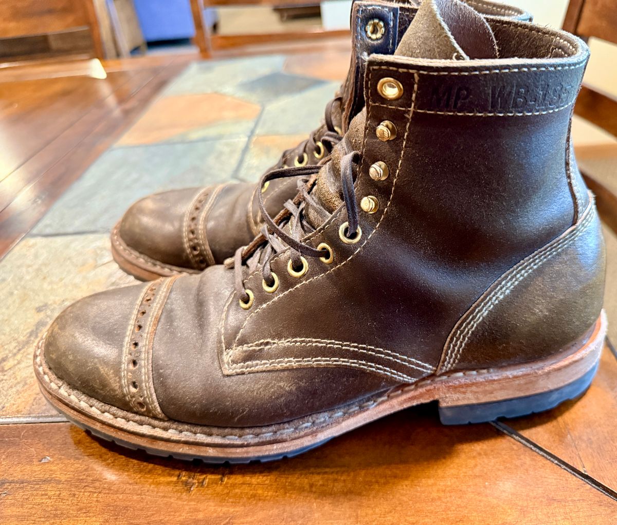 Photo by wk on March 5, 2026 of the White's MP-Sherman Toe Cap in Horween Olive Waxed Flesh.