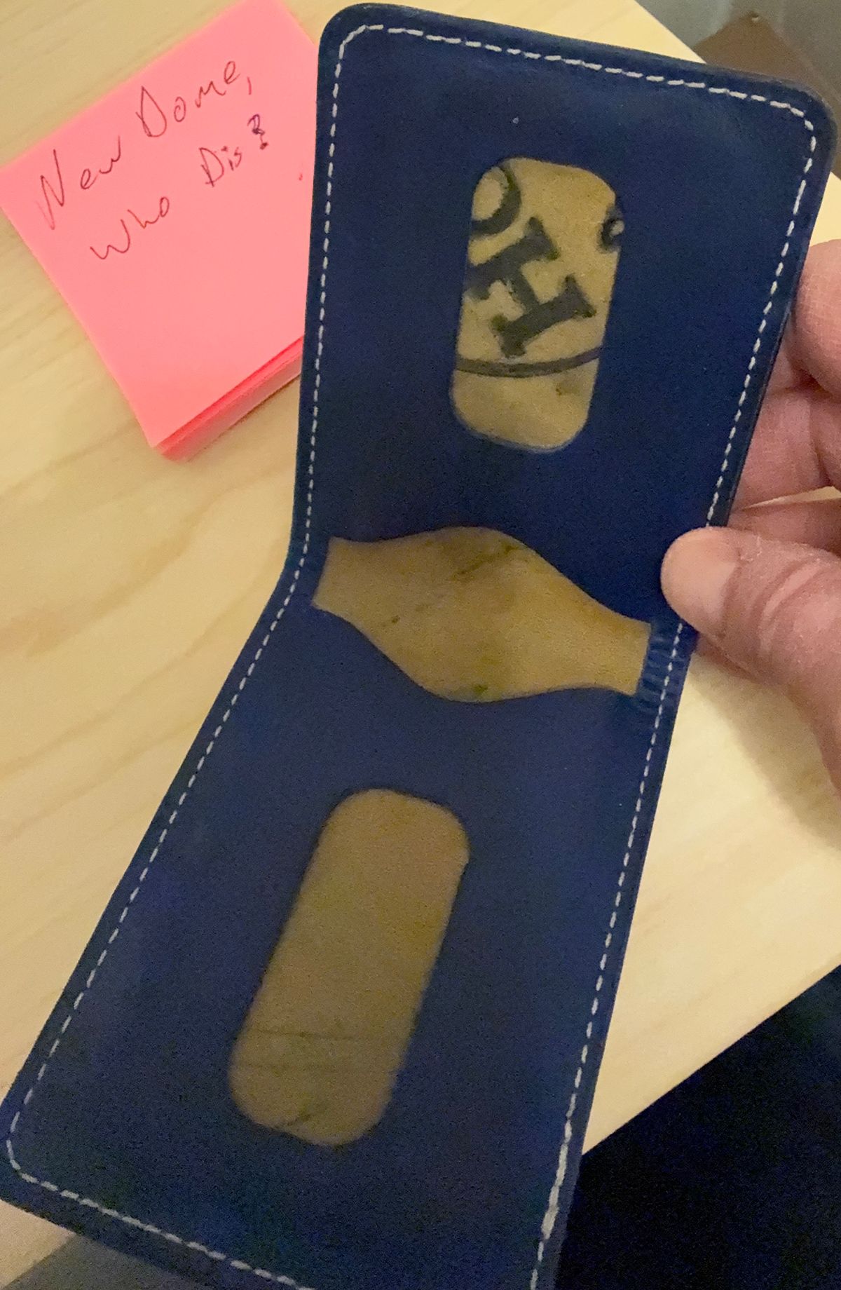 Photo by wk on October 3, 2025 of the Guarded Goods Stronghold Wallet in Navy Shell Cordovan and Navy Cypress Horsehide Horween (USA.