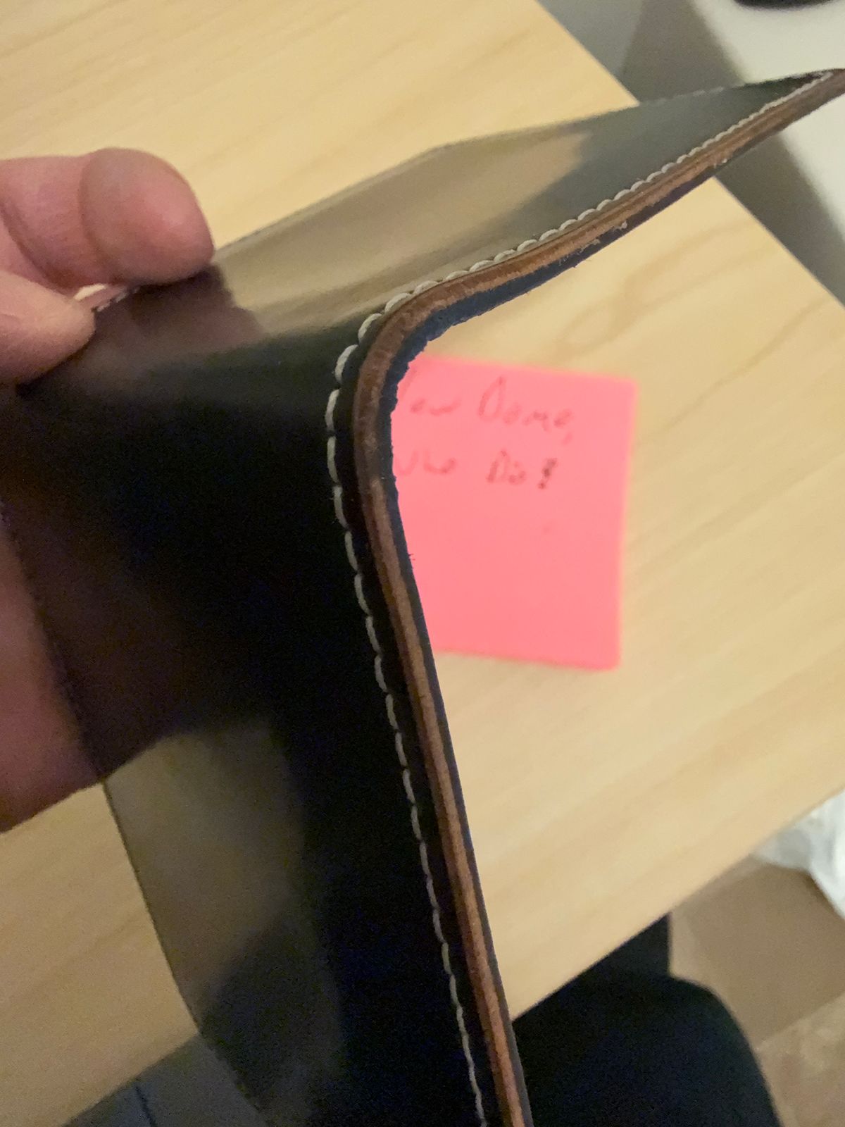 Photo by wk on October 3, 2025 of the Guarded Goods Stronghold Wallet in Navy Shell Cordovan and Navy Cypress Horsehide Horween (USA.