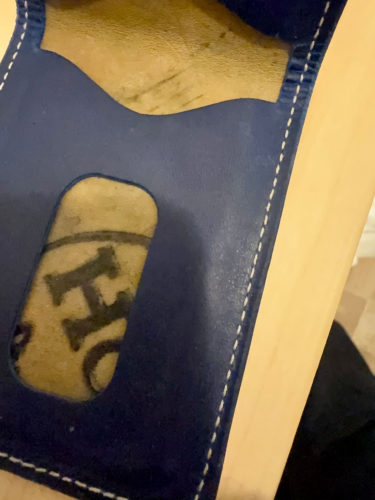 Photo by wk on October 3, 2025 of the Guarded Goods Stronghold Wallet in Navy Shell Cordovan and Navy Cypress Horsehide Horween (USA.