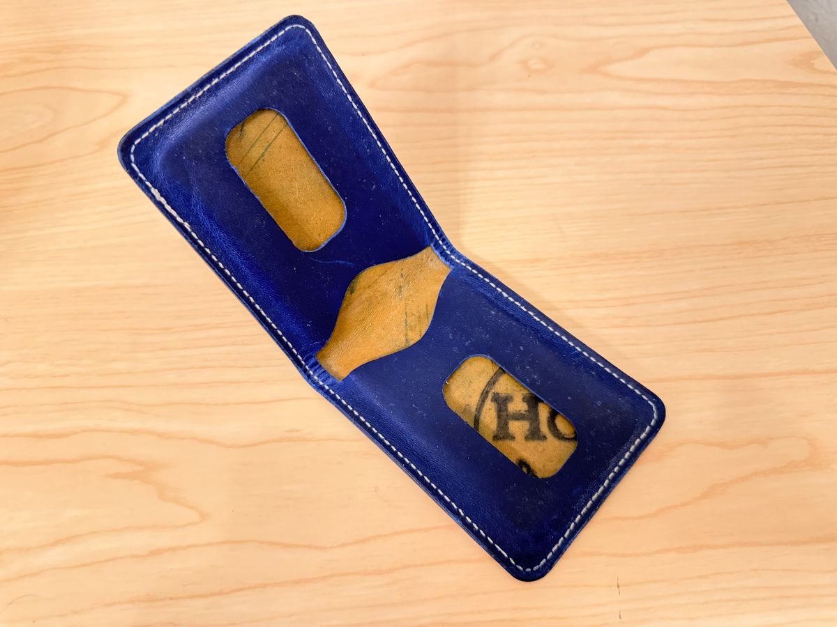 Photo by wk on February 6, 2026 of the Guarded Goods Stronghold Wallet in Navy Shell Cordovan and Navy Cypress Horsehide Horween (USA.