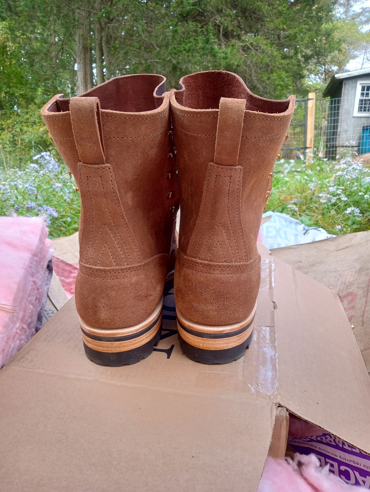 Photo by bootsndogs on October 1, 2024 of the Nicks BuilderPro in Seidel 1964 Brown Roughout.