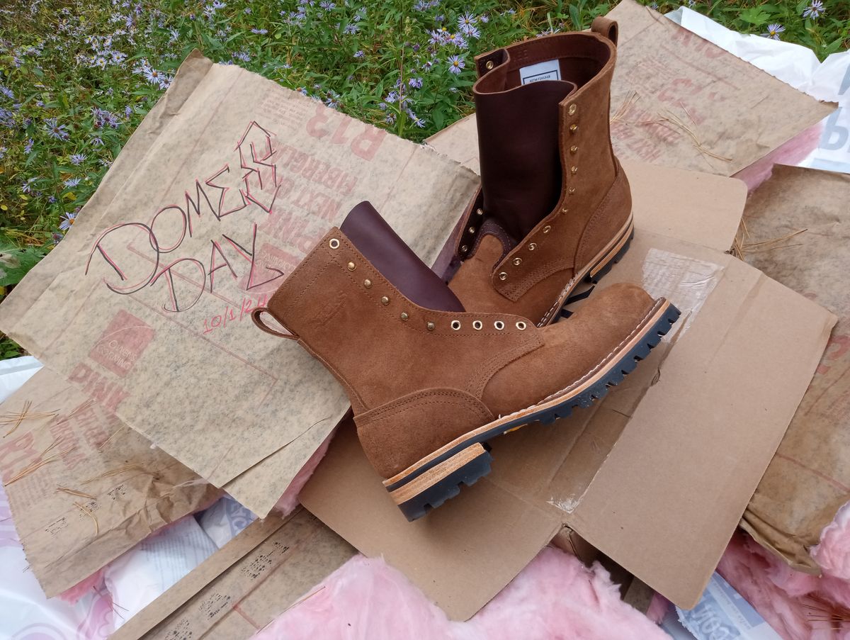Photo by bootsndogs on October 1, 2024 of the Nicks BuilderPro in Seidel 1964 Brown Roughout.