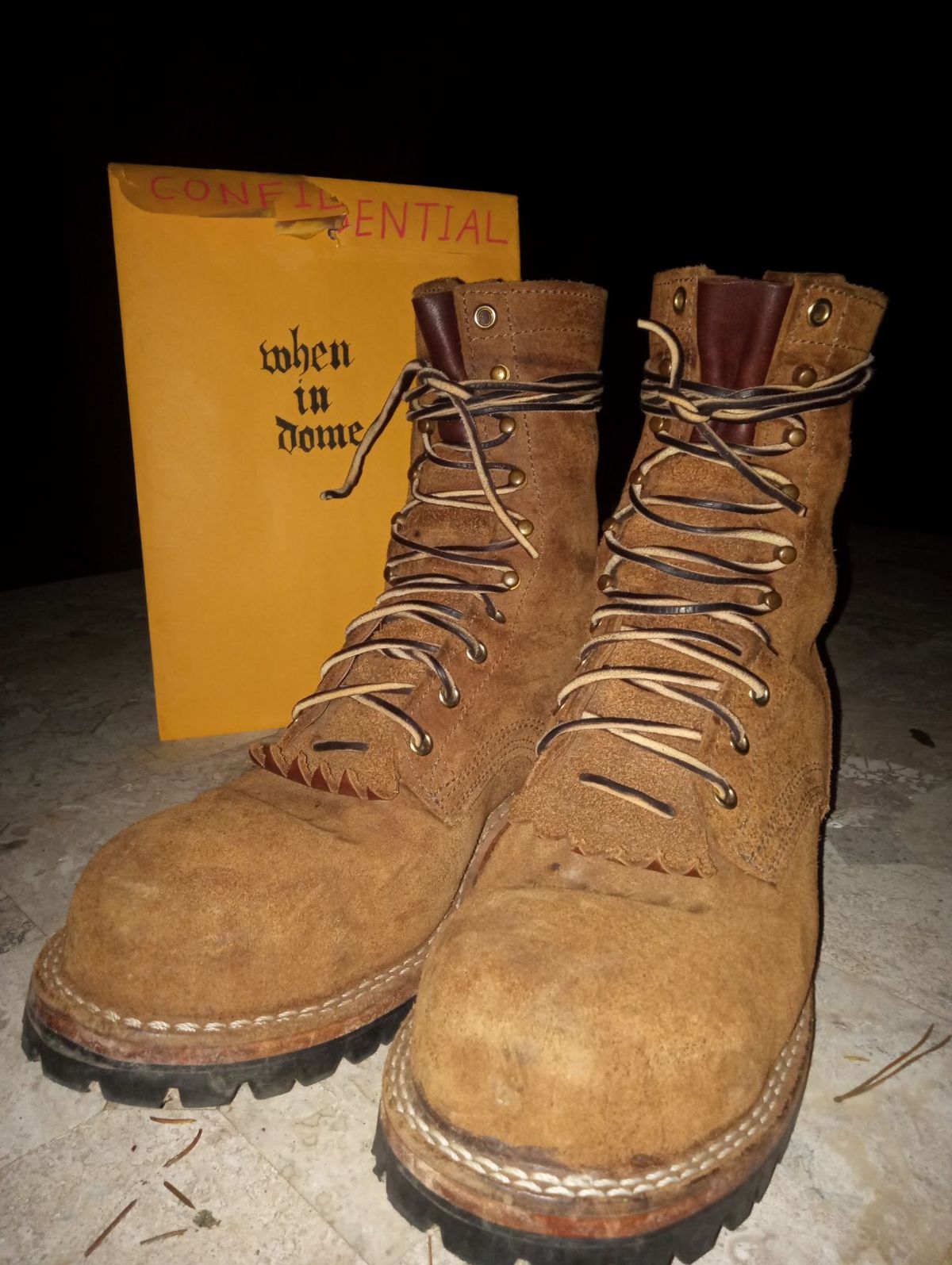 Photo by bootsndogs on November 6, 2024 of the Nicks BuilderPro in Seidel 1964 Brown Roughout.