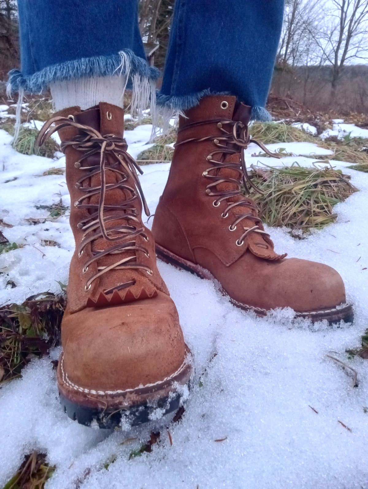 Photo by bootsndogs on November 24, 2024 of the Nicks BuilderPro in Seidel 1964 Brown Roughout.