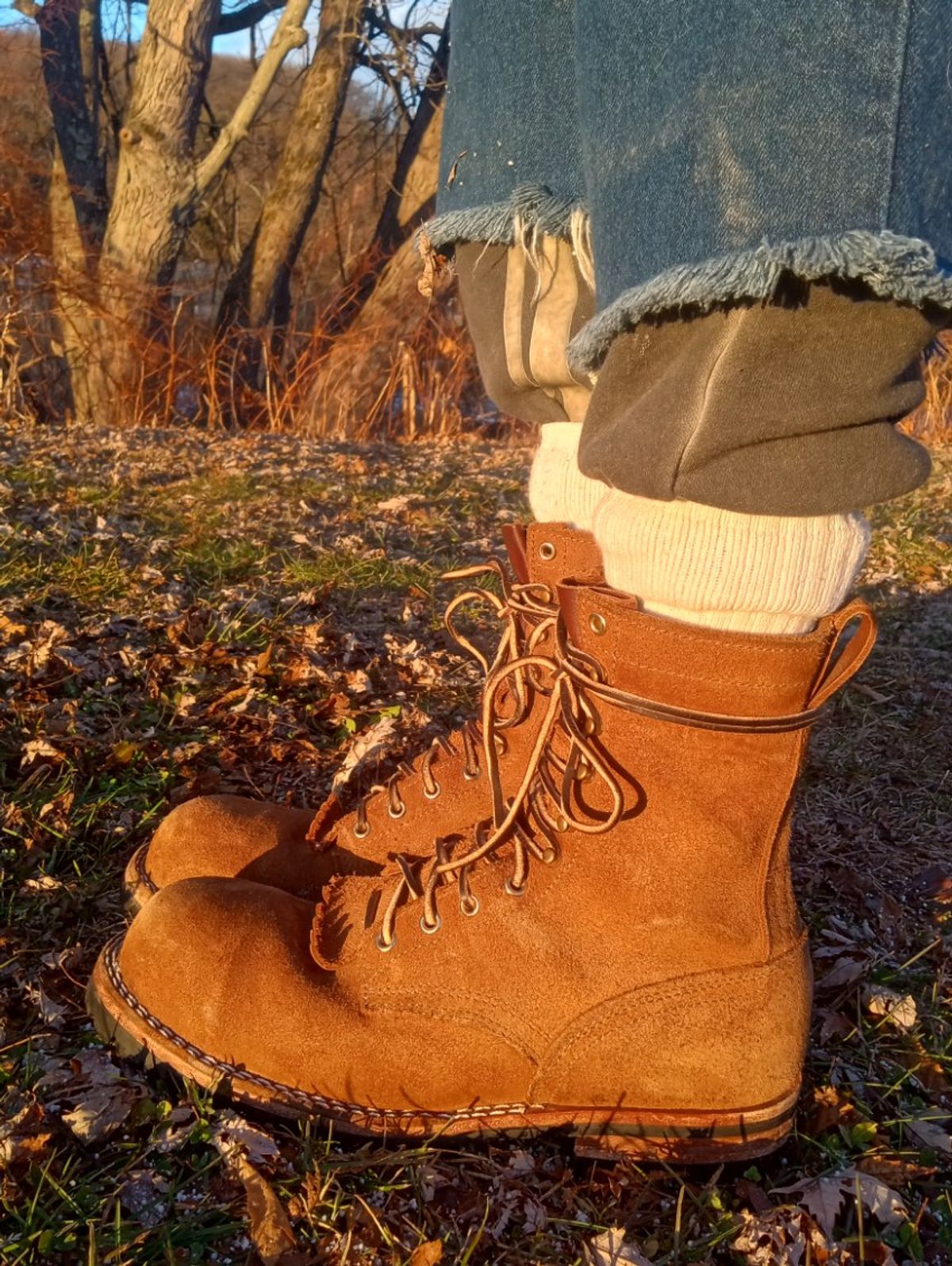 Photo by bootsndogs on December 6, 2024 of the Nicks BuilderPro in Seidel 1964 Brown Roughout.