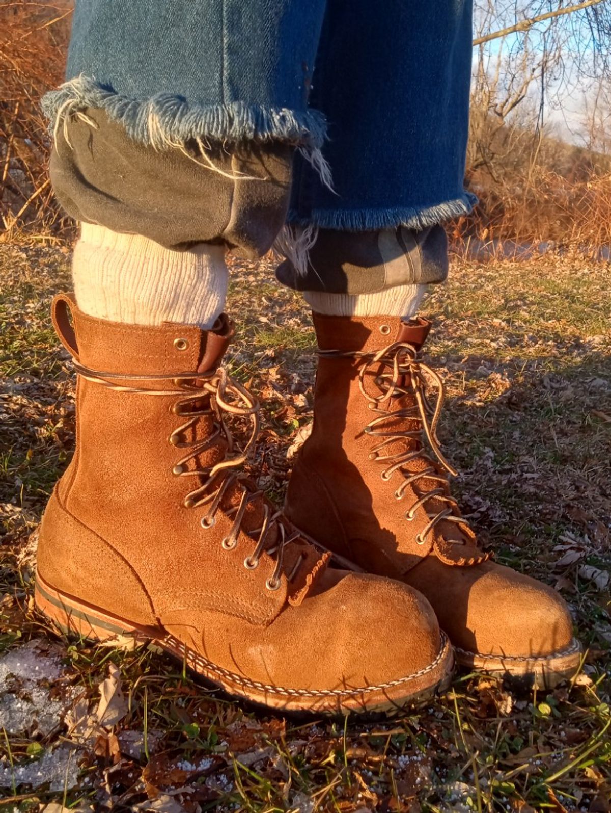 Photo by bootsndogs on December 6, 2024 of the Nicks BuilderPro in Seidel 1964 Brown Roughout.