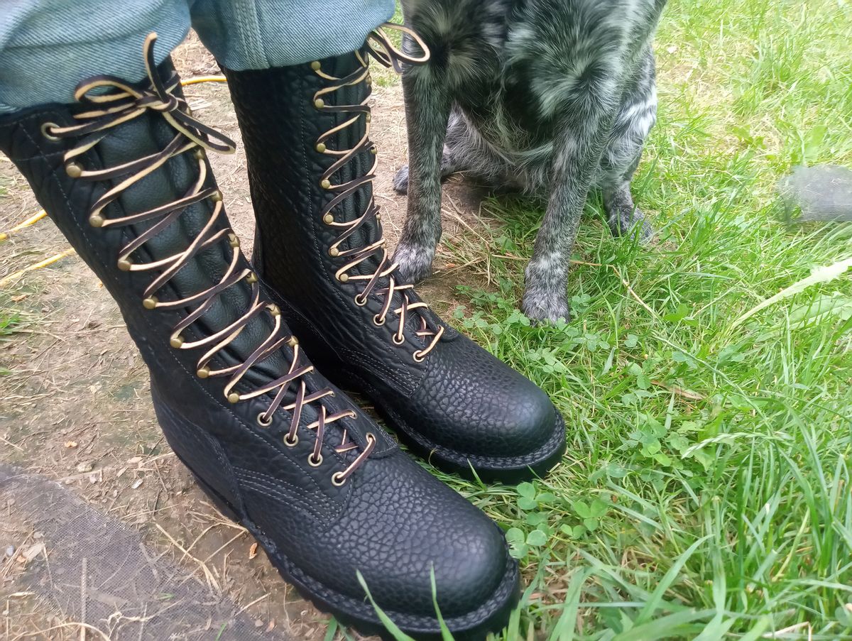 Photo by bootsndogs on June 14, 2024 of the JK Boots Superduty in Shadow Bison.