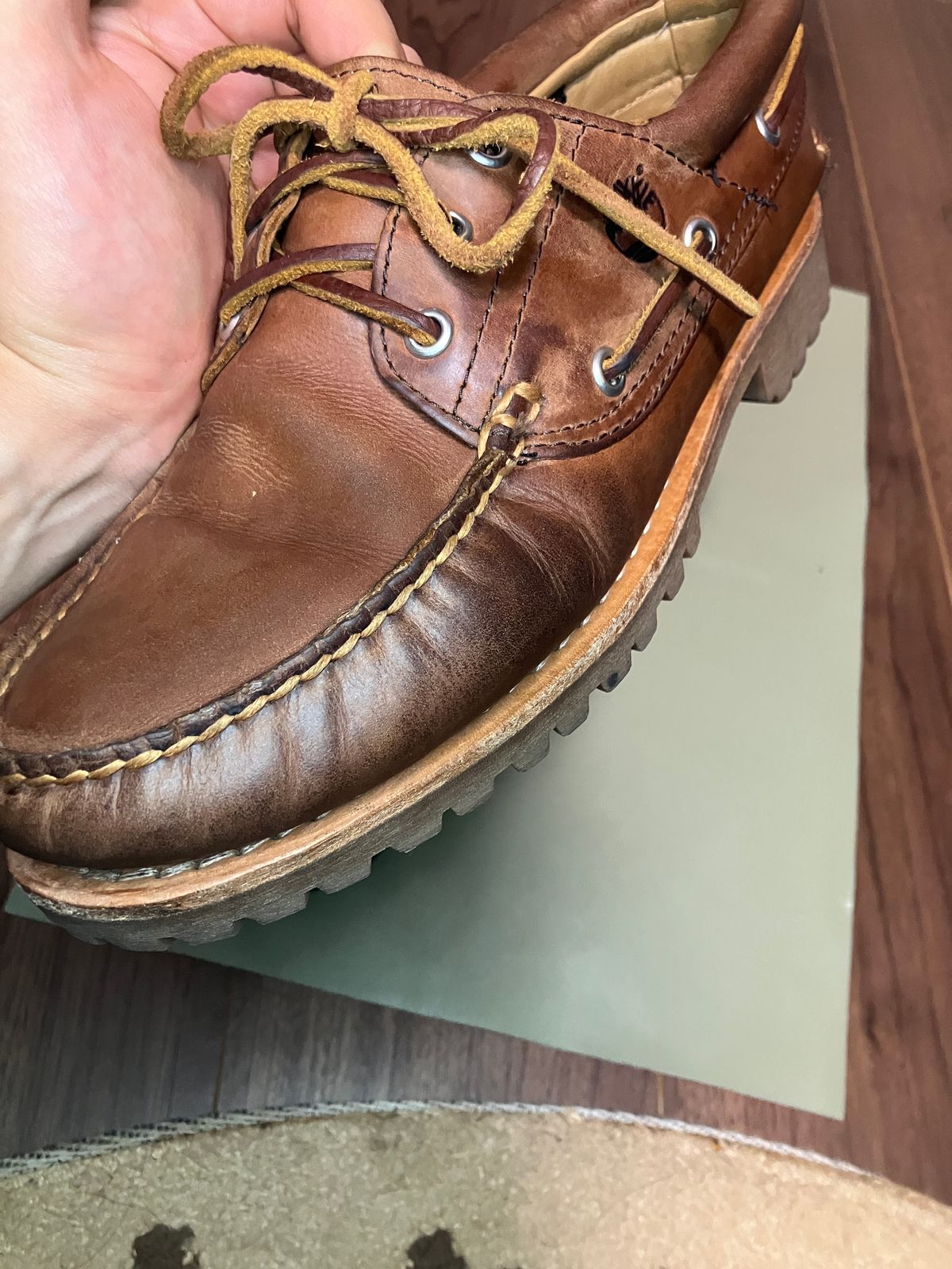 Photo by maru on December 19, 2024 of the Timberland 3eye Classic Lug in Full Grain Leather Brown.