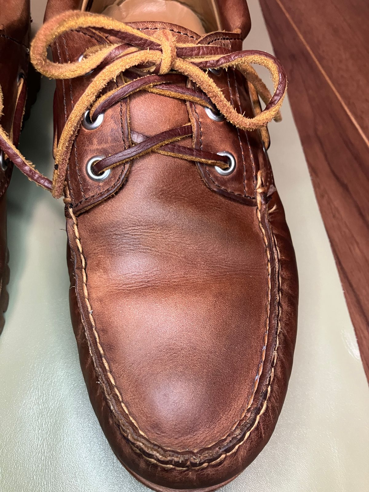 Photo by maru on December 19, 2024 of the Timberland 3eye Classic Lug in Full Grain Leather Brown.