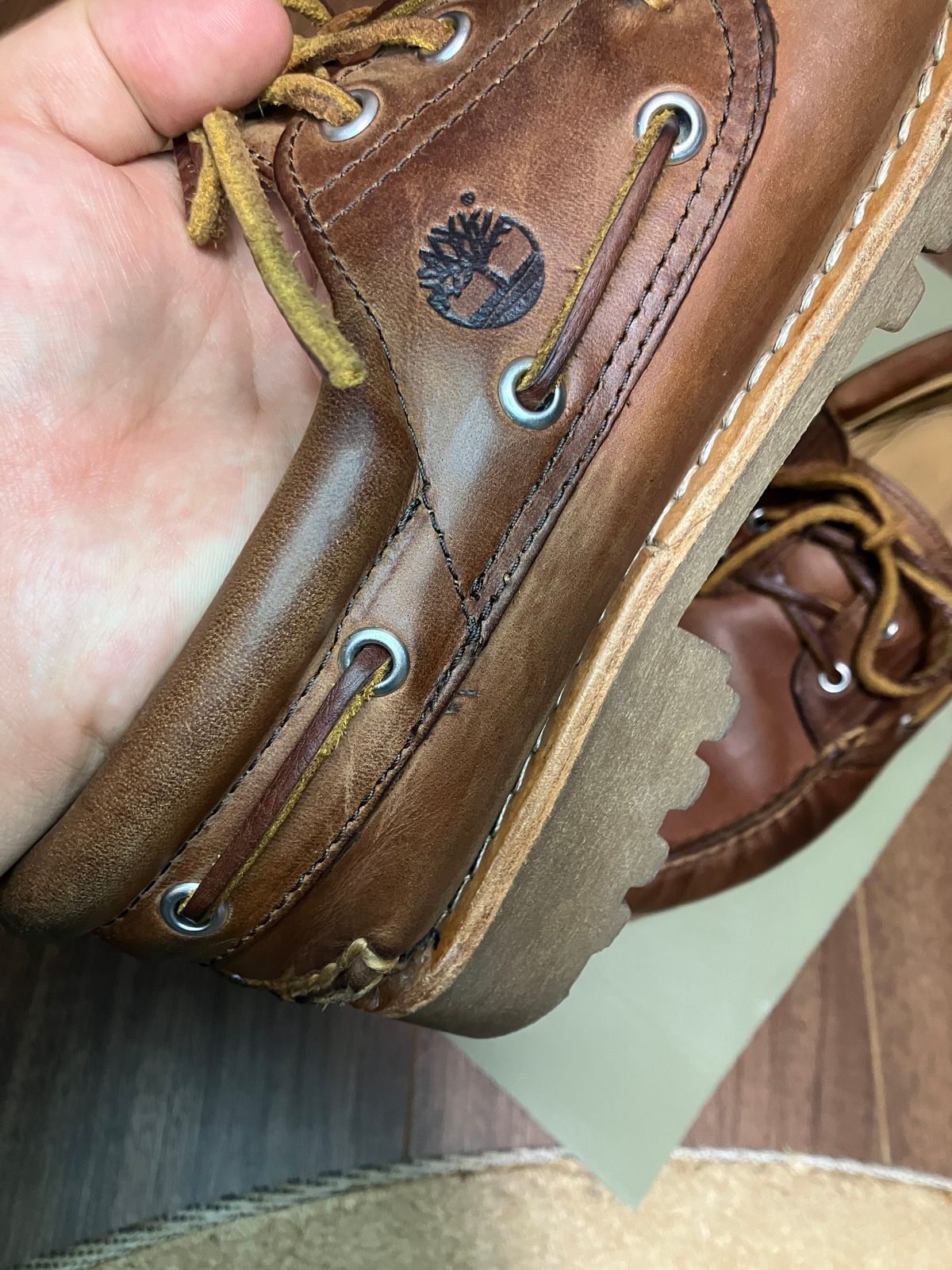 Photo by maru on December 19, 2024 of the Timberland 3eye Classic Lug in Full Grain Leather Brown.