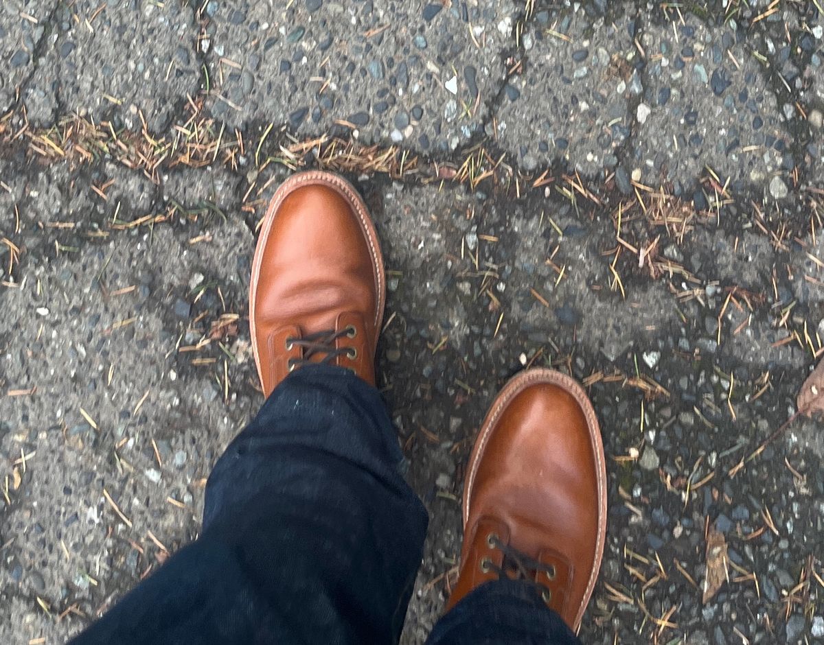 Photo by LA999 on December 9, 2024 of the Grant Stone Diesel Boot in Badalassi Carlo Saddle Tan Minerva.