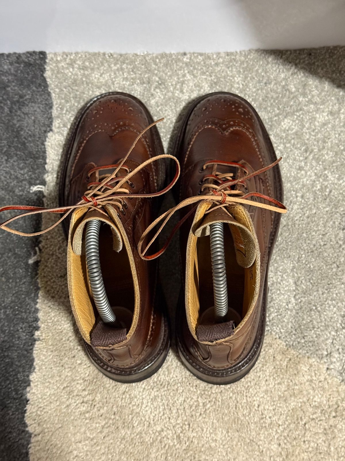 Photo by sethchenko on October 1, 2025 of the Tricker's Stepy Brogue Boot in Cafe Burnished Calf.