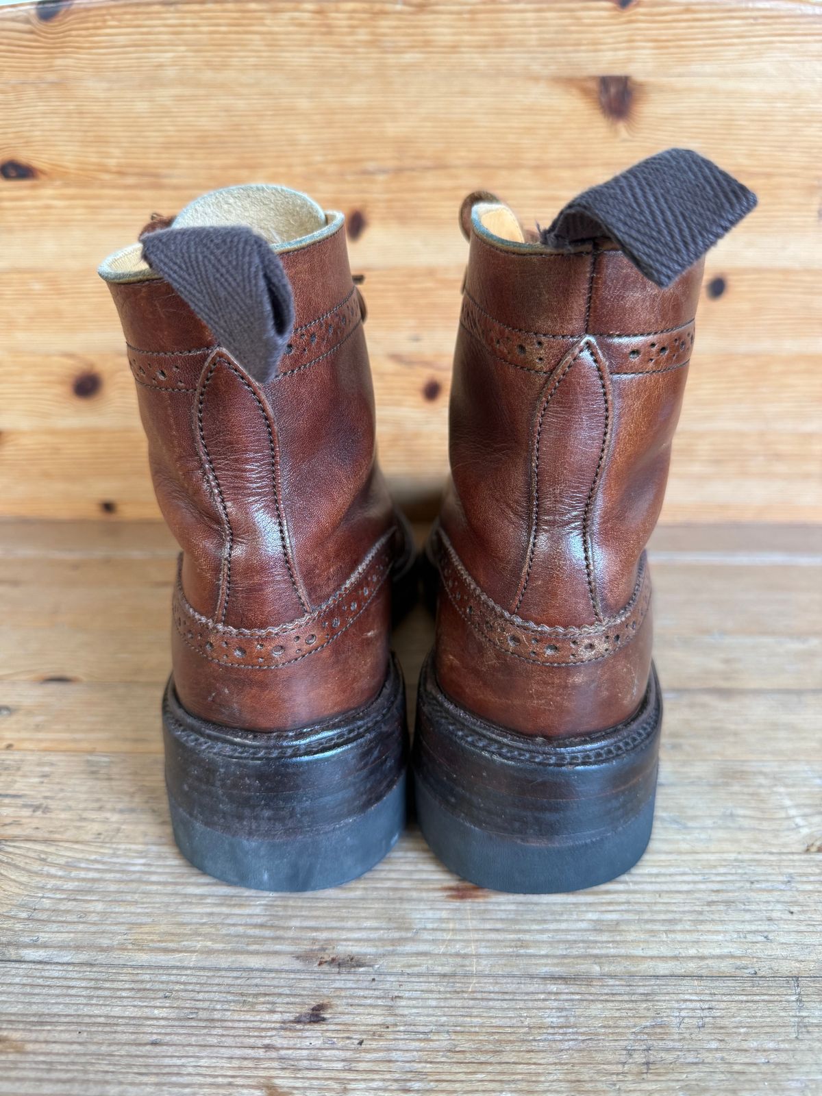 Photo by sethchenko on November 1, 2025 of the Tricker's Stepy Brogue Boot in Cafe Burnished Calf.