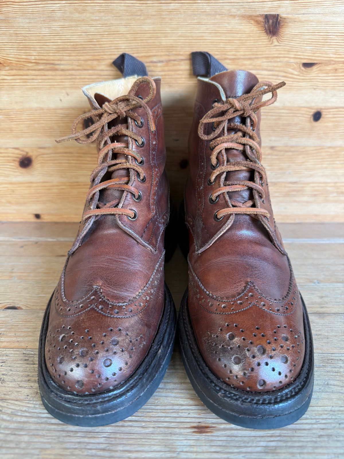 Photo by sethchenko on November 1, 2025 of the Tricker's Stepy Brogue Boot in Cafe Burnished Calf.