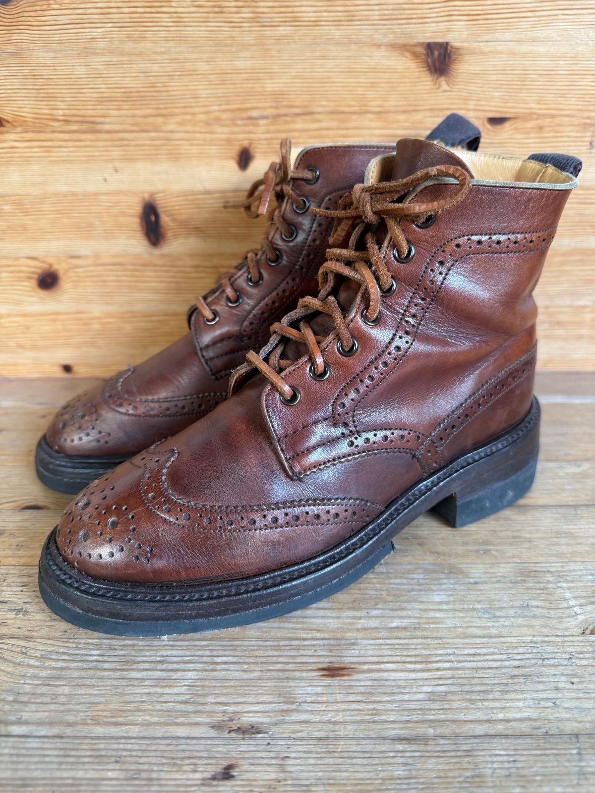 Photo by sethchenko on November 1, 2025 of the Tricker's Stepy Brogue Boot in Cafe Burnished Calf.