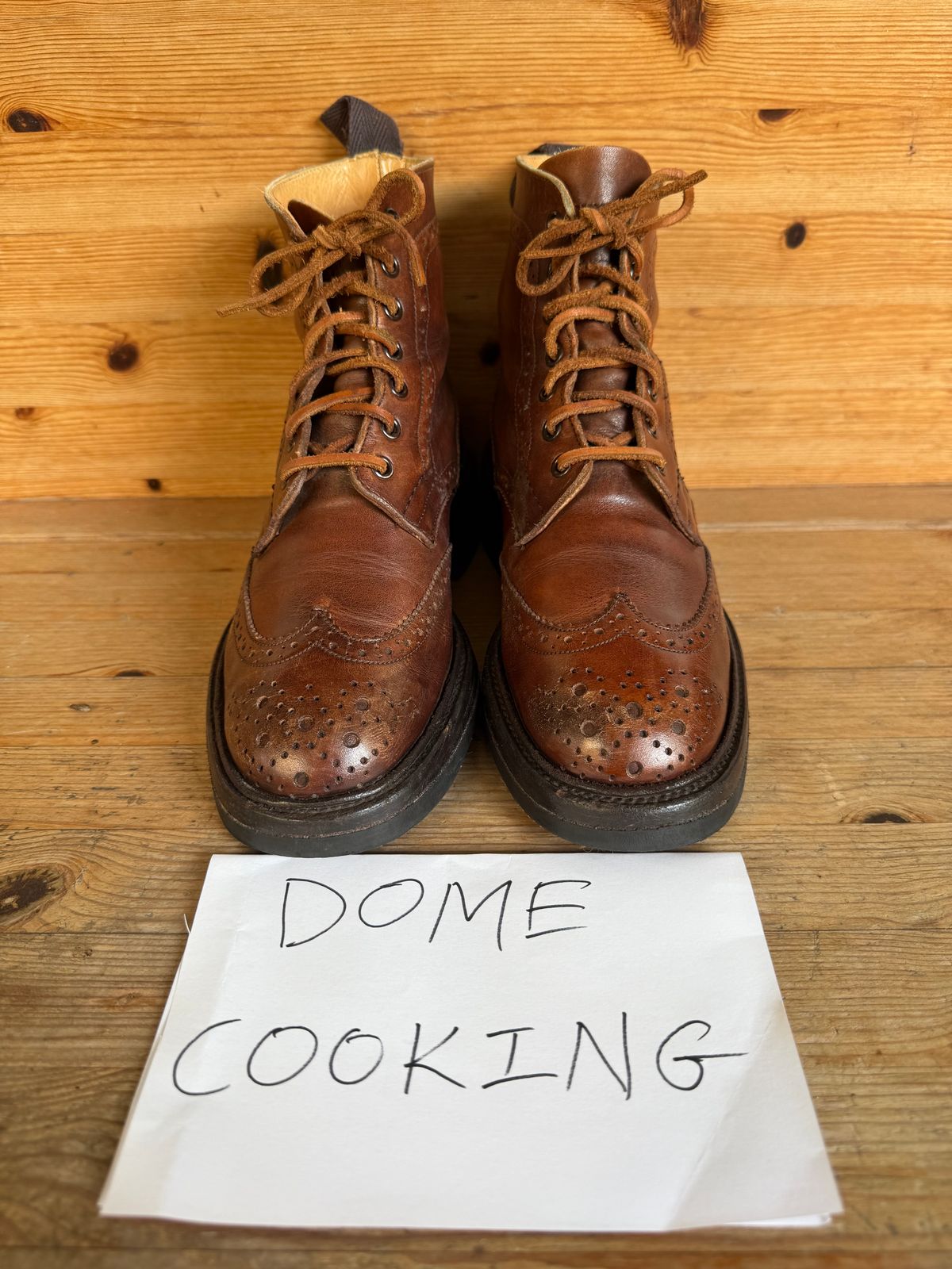 Photo by sethchenko on November 1, 2025 of the Tricker's Stepy Brogue Boot in Cafe Burnished Calf.