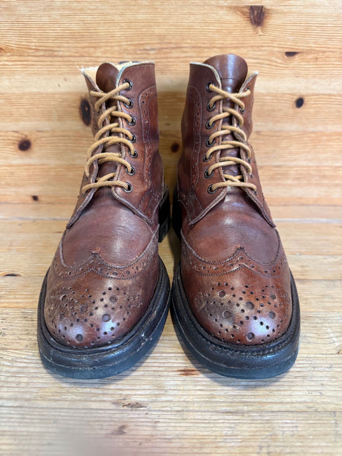 Photo by sethchenko on December 1, 2025 of the Tricker's Stepy Brogue Boot in Cafe Burnished Calf.