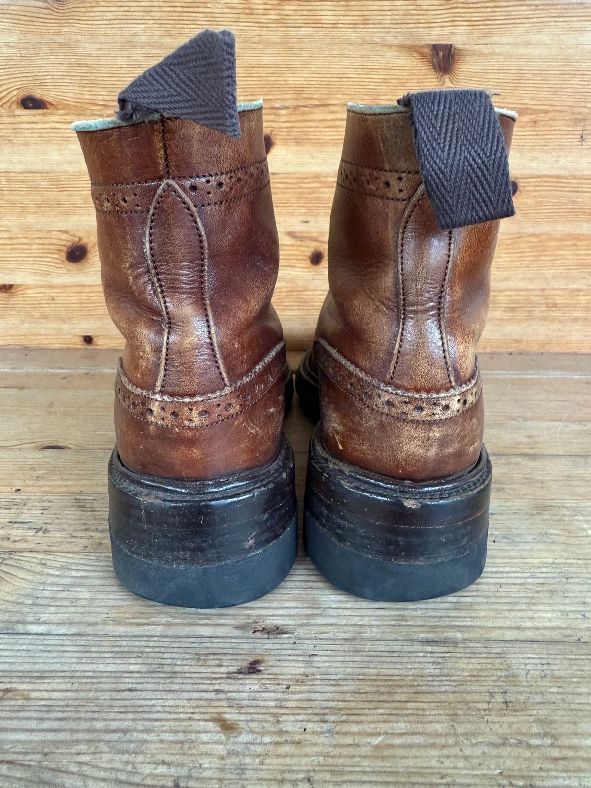 Photo by sethchenko on January 5, 2026 of the Tricker's Stepy Brogue Boot in Cafe Burnished Calf.