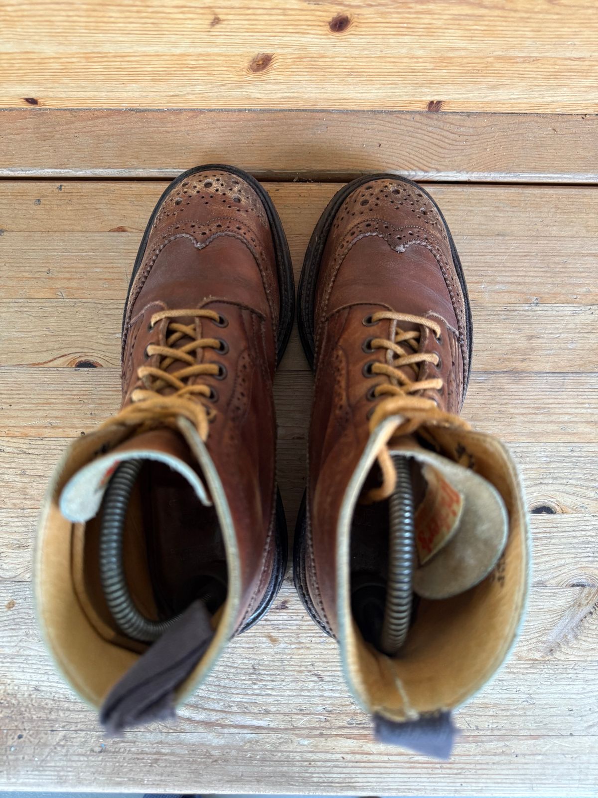 Photo by sethchenko on January 5, 2026 of the Tricker's Stepy Brogue Boot in Cafe Burnished Calf.