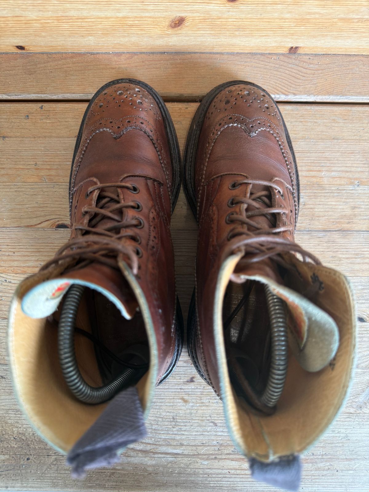 Photo by sethchenko on February 2, 2026 of the Tricker's Stepy Brogue Boot in Cafe Burnished Calf.