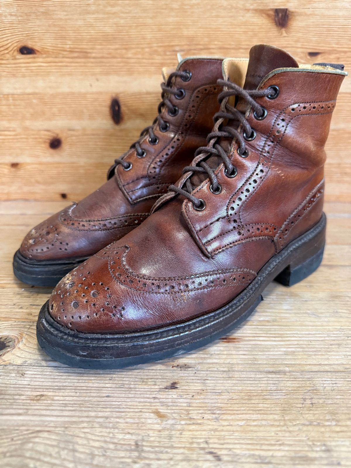Photo by sethchenko on March 4, 2026 of the Tricker's Stepy Brogue Boot in Cafe Burnished Calf.
