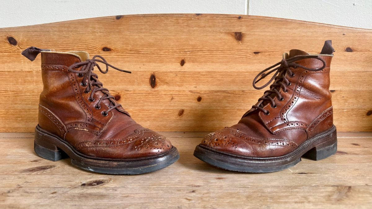 Photo by sethchenko on April 5, 2026 of the Tricker's Stepy Brogue Boot in Cafe Burnished Calf.