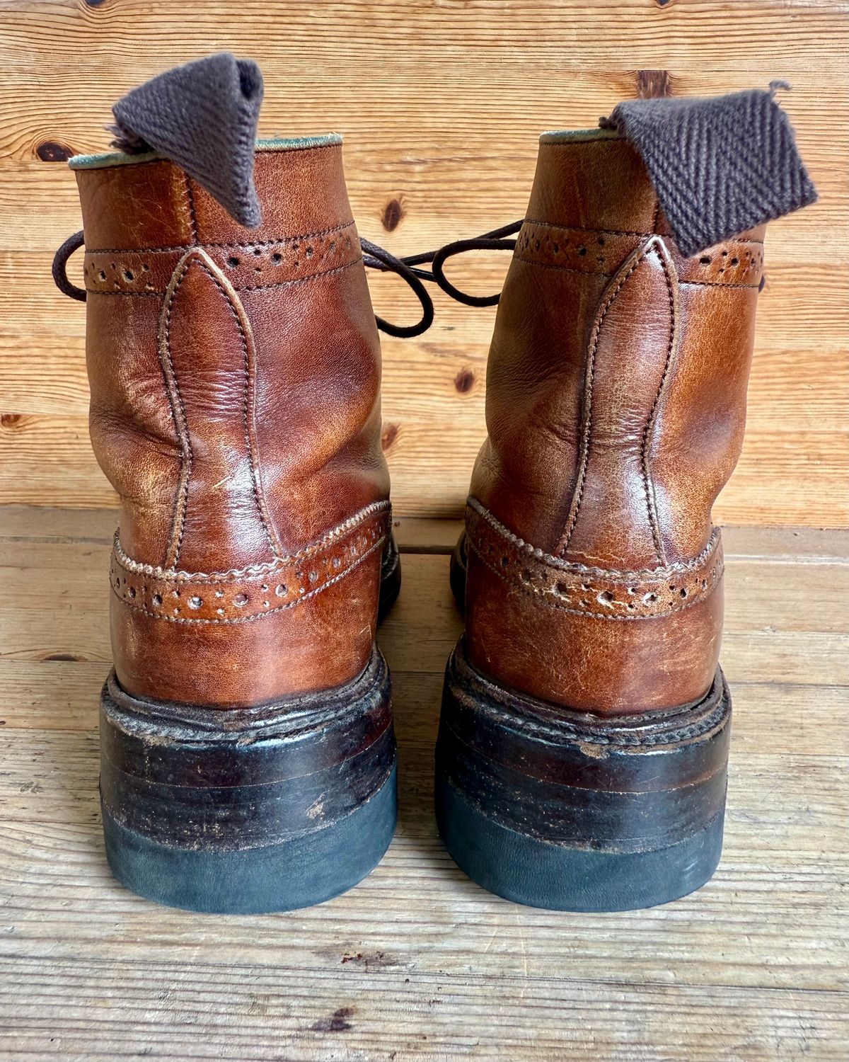 Photo by sethchenko on April 5, 2026 of the Tricker's Stepy Brogue Boot in Cafe Burnished Calf.