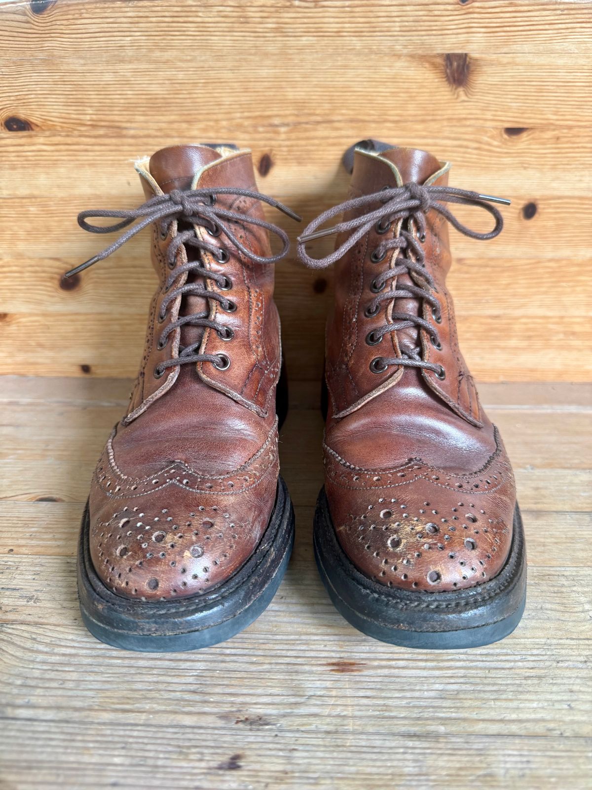 Photo by sethchenko on April 5, 2026 of the Tricker's Stepy Brogue Boot in Cafe Burnished Calf.