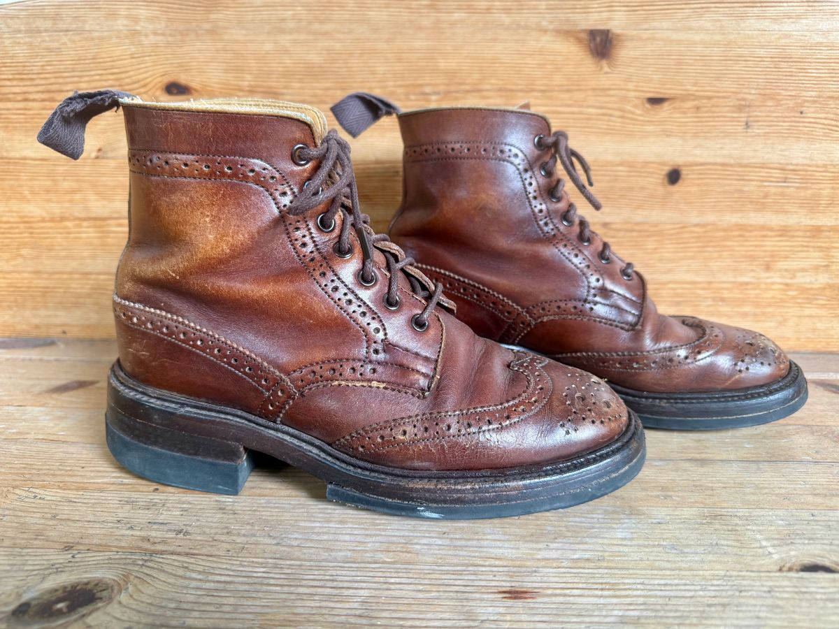 Photo by sethchenko on April 5, 2026 of the Tricker's Stepy Brogue Boot in Cafe Burnished Calf.