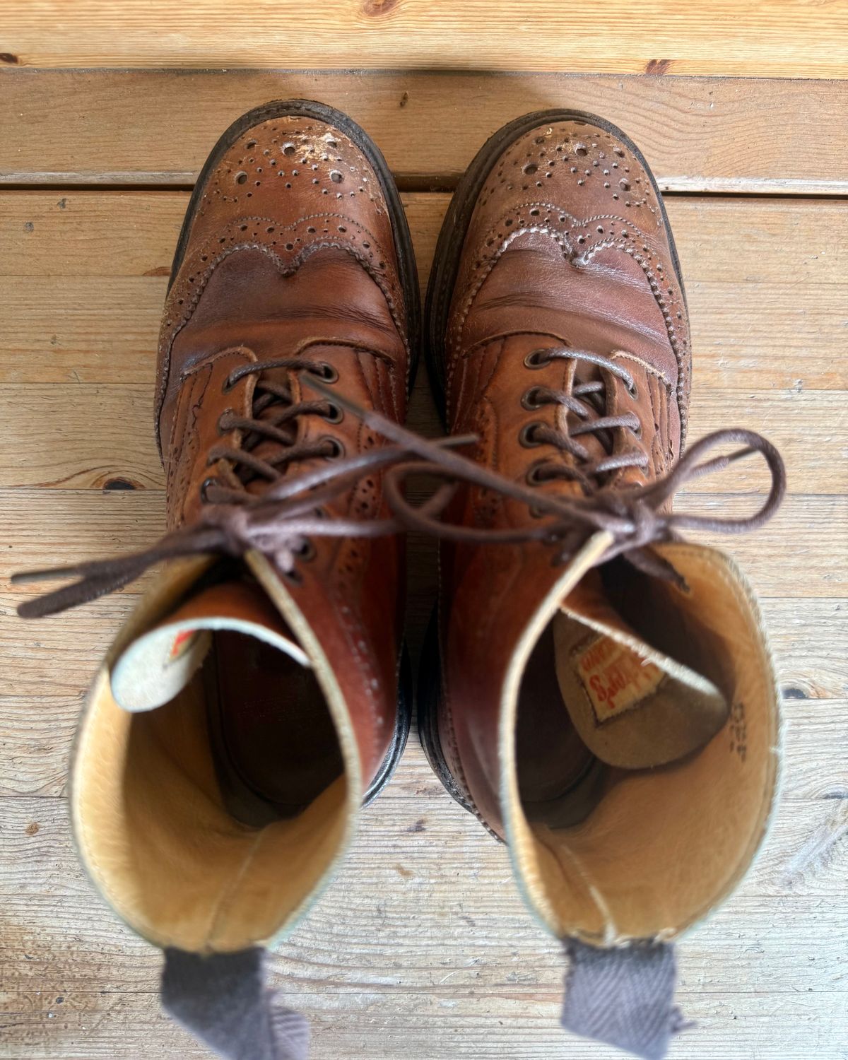 Photo by sethchenko on April 5, 2026 of the Tricker's Stepy Brogue Boot in Cafe Burnished Calf.