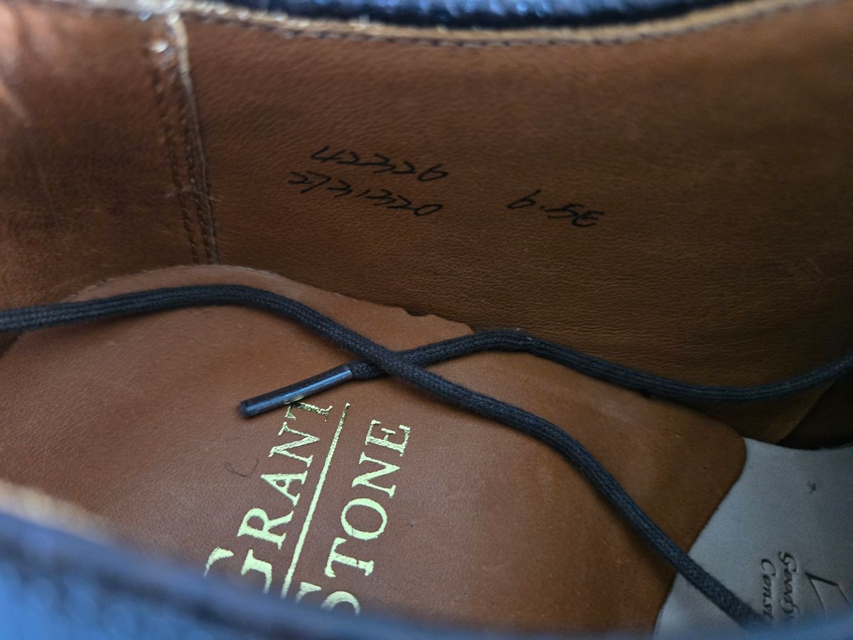 Photo by thevillagegreen on February 16, 2026 of the Grant Stone Plain Toe Blucher in C.F. Stead Earth Waxy Commander Suede.