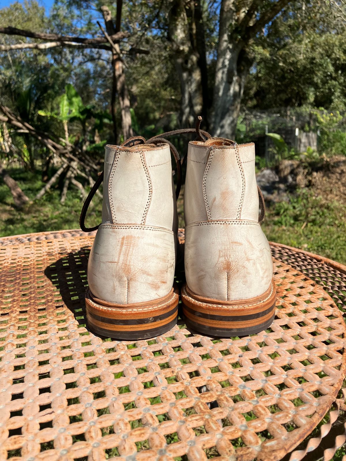 Photo by idestroyboots on January 12, 2025 of the Grant Stone Diesel Boot in Conceria Walpier Ghost Buttero.