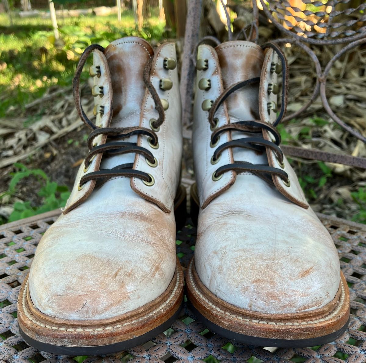 Photo by idestroyboots on February 12, 2025 of the Grant Stone Diesel Boot in Conceria Walpier Ghost Buttero.