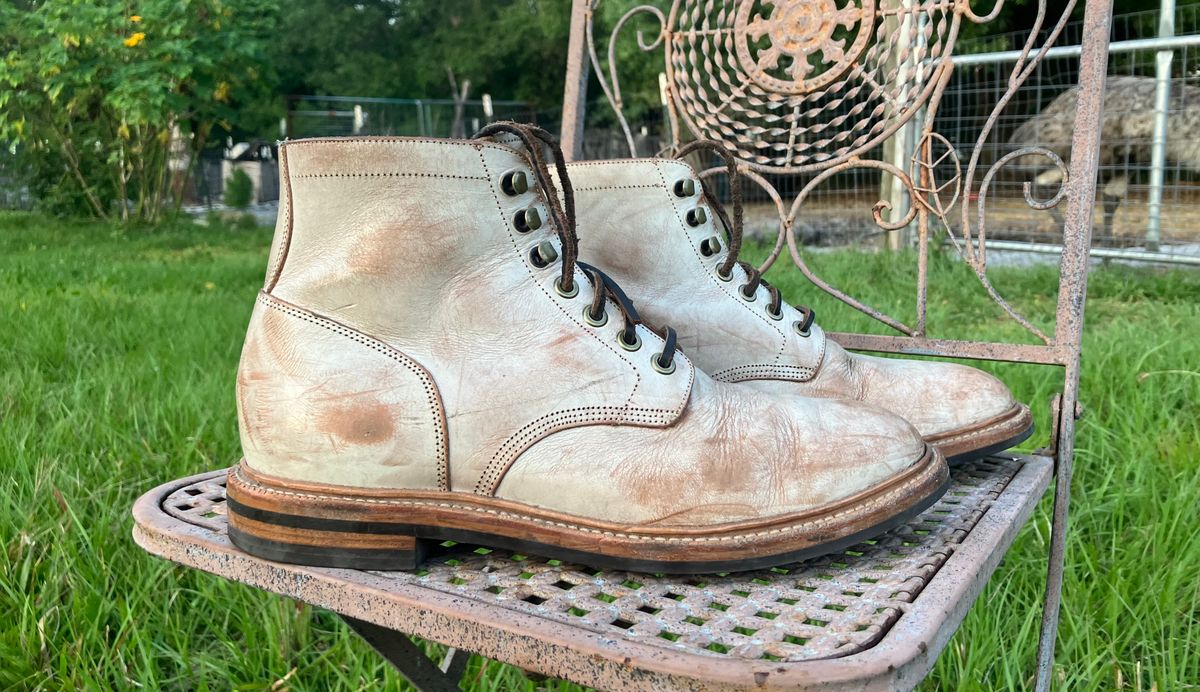Photo by idestroyboots on April 20, 2025 of the Grant Stone Diesel Boot in Conceria Walpier Ghost Buttero.
