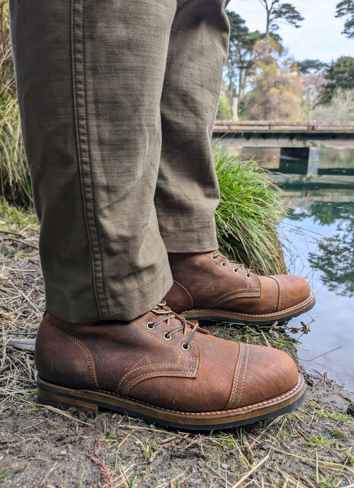 Photo by Mouse on February 17, 2025 of the Truman Cap Toe Boot in Gallun Cognac Teton Stag.