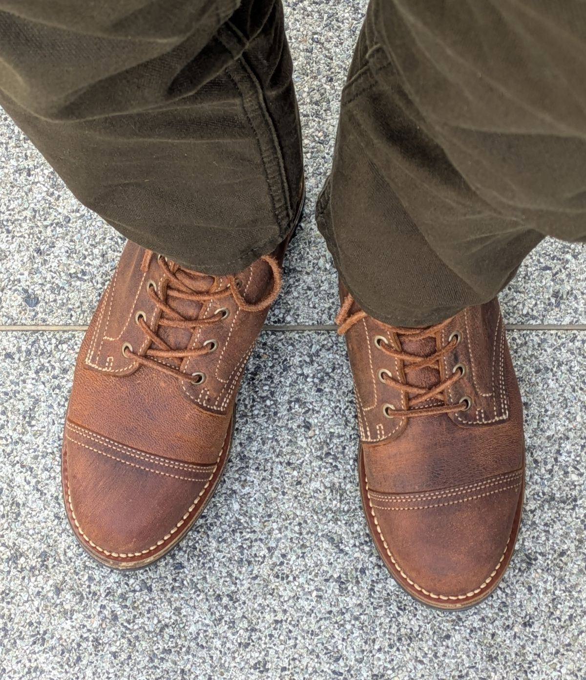 Photo by Mouse on March 21, 2025 of the Truman Cap Toe Boot in Gallun Cognac Teton Stag.