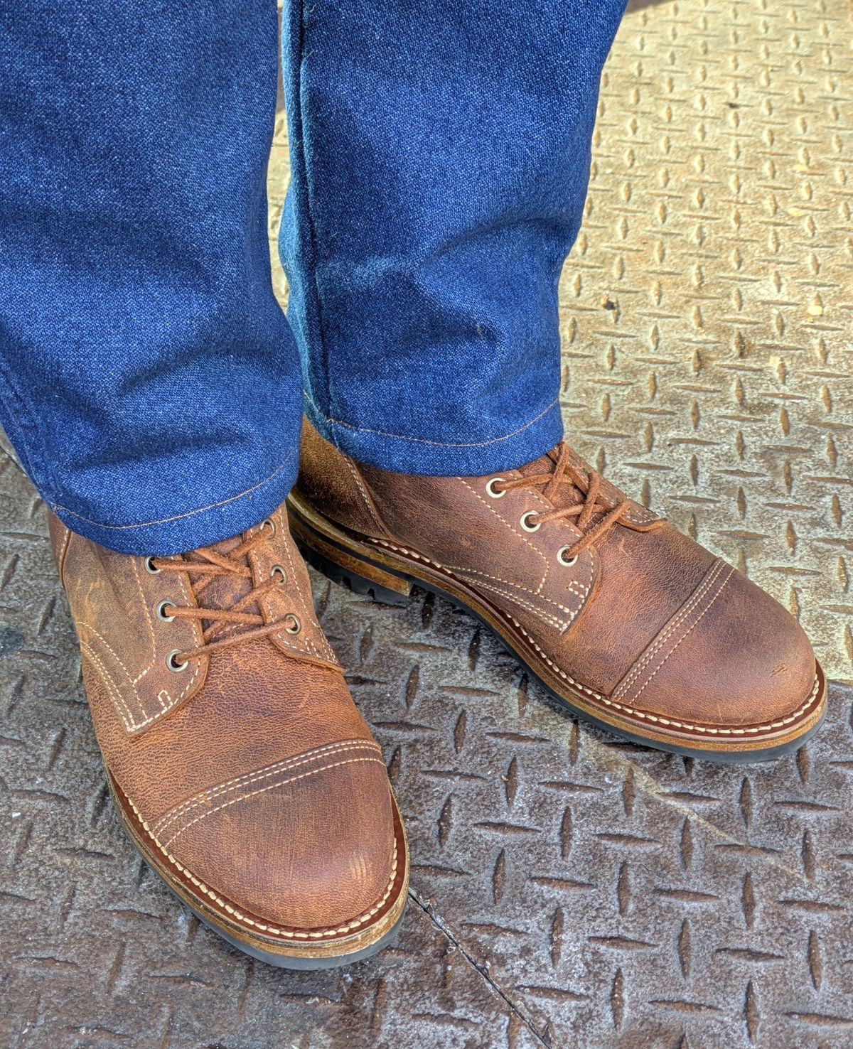 Photo by Mouse on April 11, 2025 of the Truman Cap Toe Boot in Gallun Cognac Teton Stag.