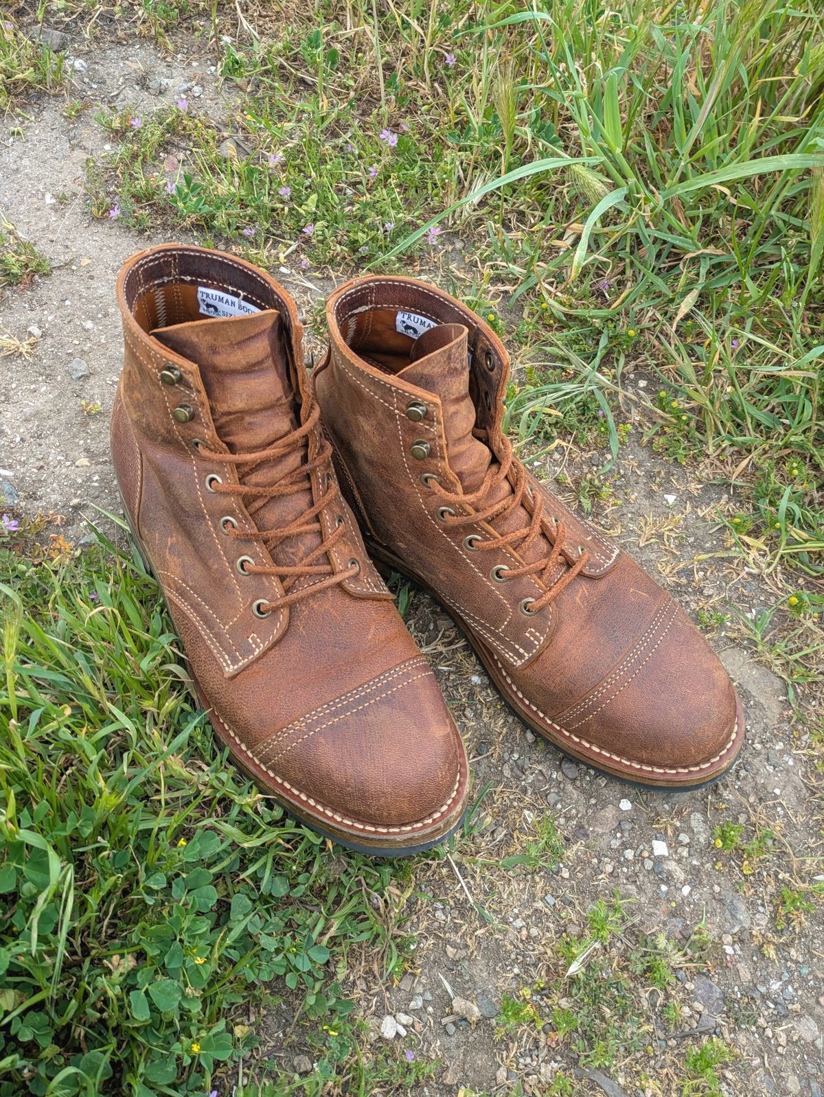 Photo by Mouse on April 17, 2025 of the Truman Cap Toe Boot in Gallun Cognac Teton Stag.