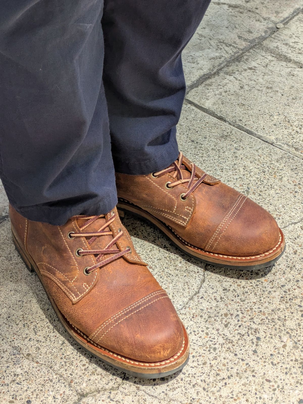 Photo by Mouse on May 27, 2025 of the Truman Cap Toe Boot in Cognac Teton Stag.